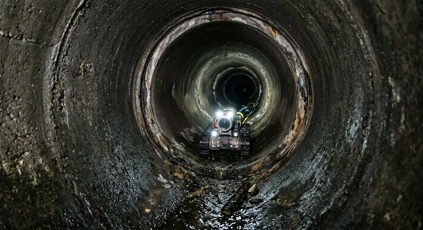 Robotic sewer camera inspecting pipe interior for Drain Snake Service in Florida City